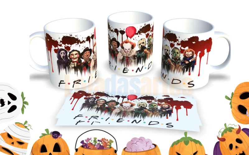 arte grátis - sublimação de canecas - halloween