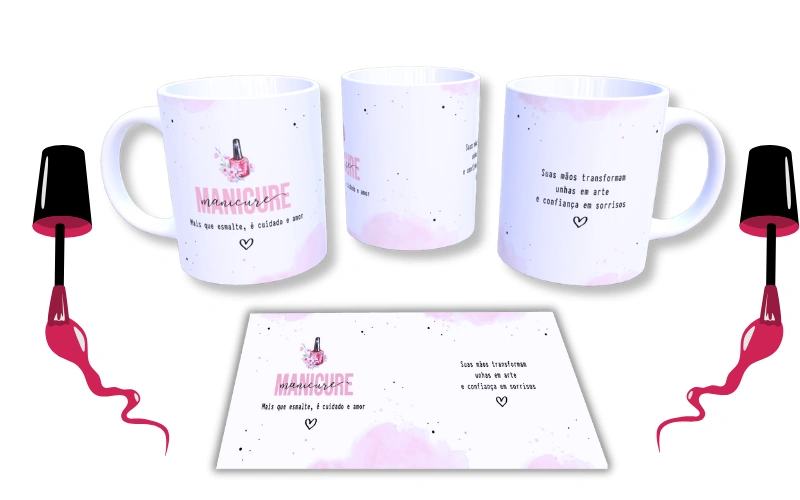 arte grátis sublimação de canecas profissão manicure